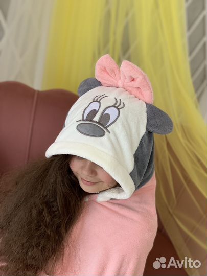 Полотенце детское большое на кнопках с капюшоном