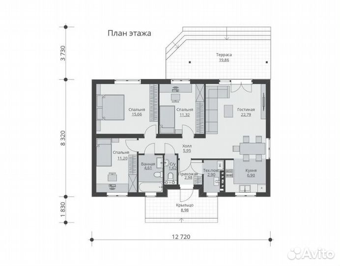 Дом из газобетона 8 x13м с гарантией