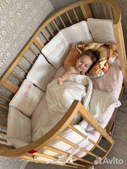 Детская кроватка трансформер круглая овальная