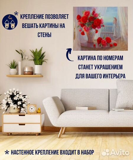 Картина по номерам Красные розы 40х50