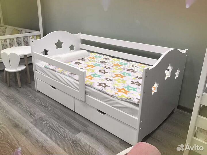 Кроватка с бортиком сингл из натурального дерева о