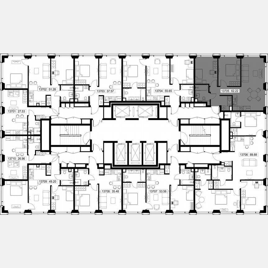2-к. квартира, 62,2 м², 37/52 эт.