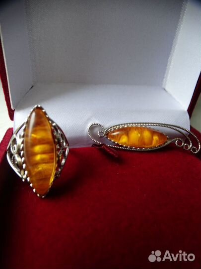 Брошь кольца новые янтарь мельхиор за 20 шт