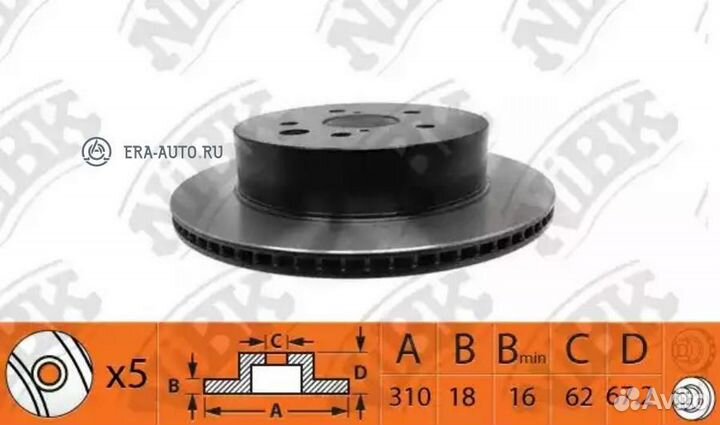 Nibk RN1439 Диск тормозной задний lexus GS300/GS45