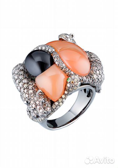 Кольцо Hand Made Сornelian & Tsavorite & Diamonds