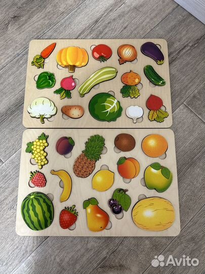 Сортер развивающая доска фрукты овощи