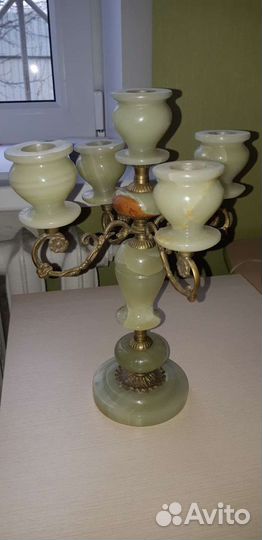 Торшер,подсвечники,шкатулка из нат.Оникса