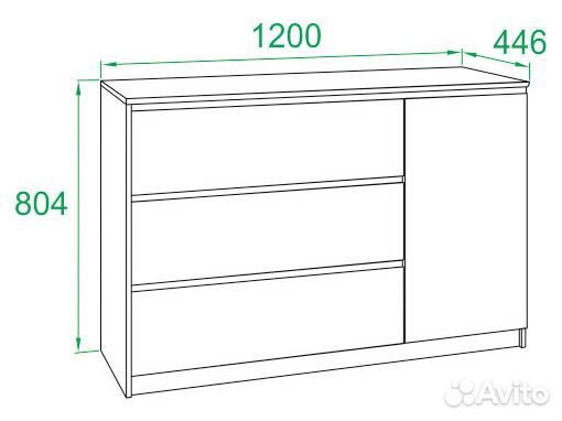 Комод Т-3Р с 3-мя ящиками и дверью