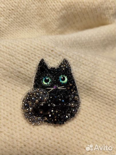 Брошь из бисера Черширский кот, котики