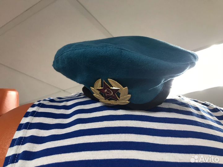 Берет вдв голубой десантника вдв с кокардой