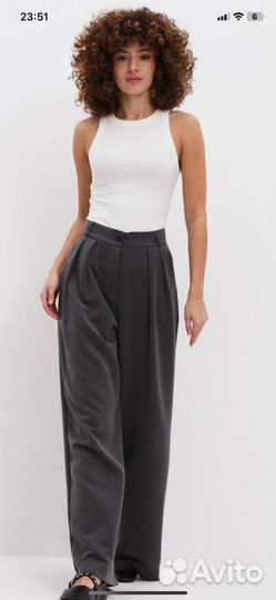 Брюки палаццо серые