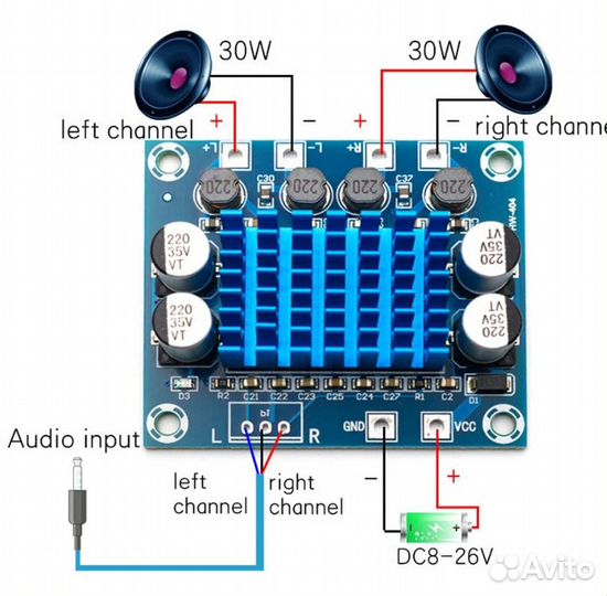 Цифровой стерео усилитель мощности TPA3110 XH-A232