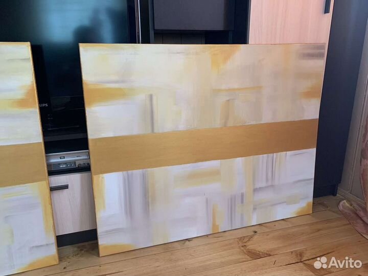 2 большие картины Маслом Абстракция 100х80