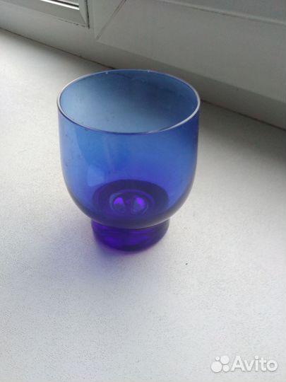 Бокал ваза из синего стекла СССР в стиле лофт