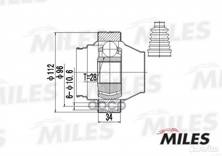 Шрус VW touareg 2.5TD-3.6 02-06 внутр. ga10039