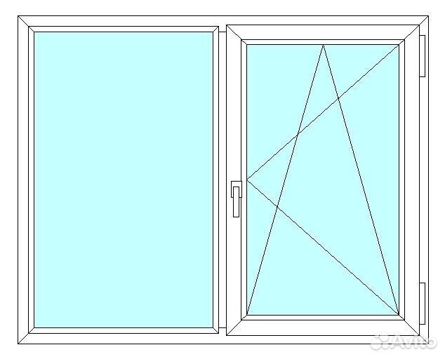 Окно veka WHS60, 2 ств., 2-кам. с/п, 1200x1550