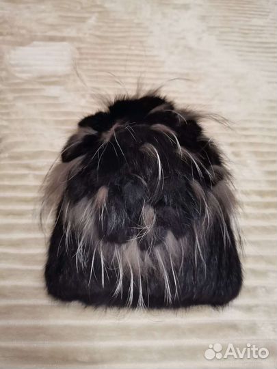 Шапка норковая вязаная женская