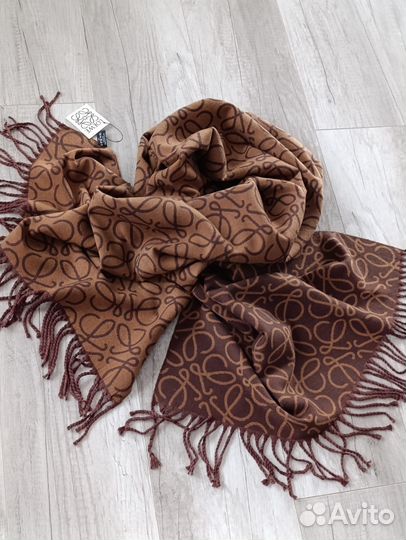 Кашемировый шарф палантин Loewe коричневый