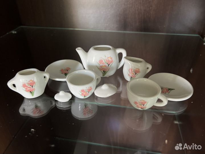 Набор миниатюрной / кукольной керамической посуды