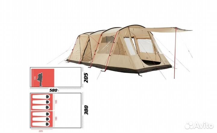 Палатка туристическая 6 местная с тамбуром