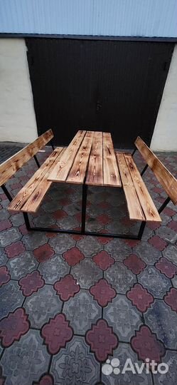 Скамейка садовая со столиком