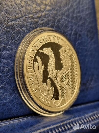 Монета Серебро Морской конек Барбадос 2022 Унция