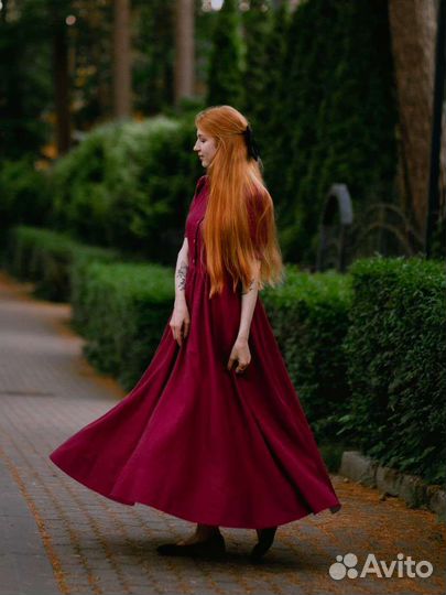 Полу лён качественный бордовый