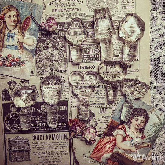 Старинные стеклянные парфюмерные пробки, флаконы