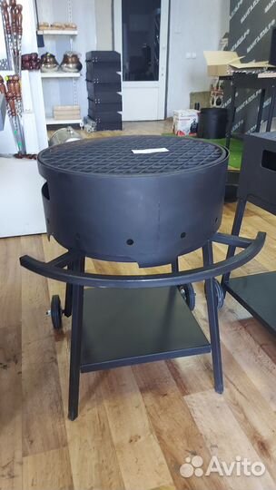 Мангал круглый с чугунной решеткой гриль