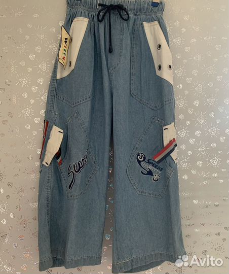Джинсовые летние шорты длинные 128
