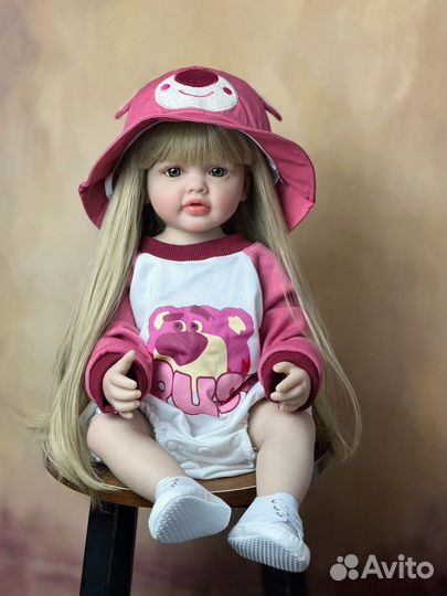 Кукла Реборн 55 силиконовая малиновая блондинка