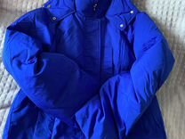Синяя весенняя зимняя куртка длинная