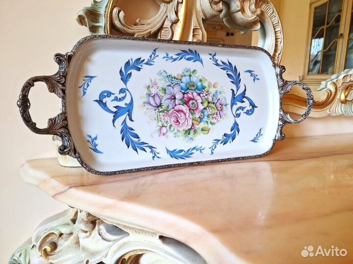 Поднос фарфоровый блюдо Limoges Франция винтаж