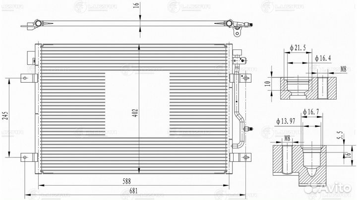 Радиатор кондиц. для а/м Audi A4 (B6) (00) /А6 (С5