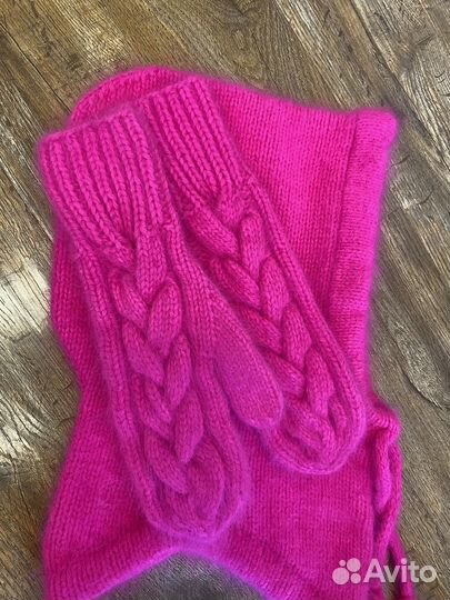 Капор и варежки из пуха норки