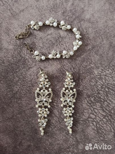 Серьги + браслет на руку