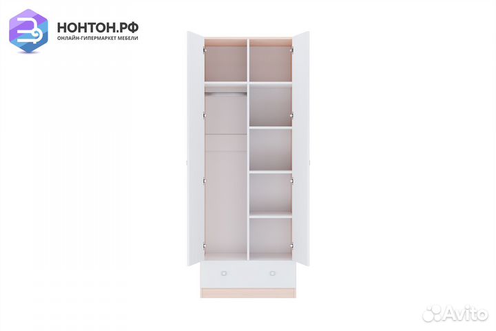 Шкаф двухдверный с 1 ящиком Polini kids Simple дуб