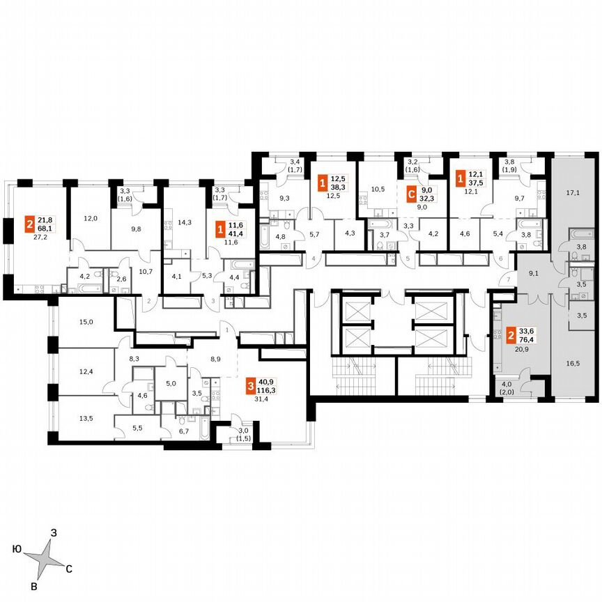2-к. квартира, 76,6 м², 22/22 эт.