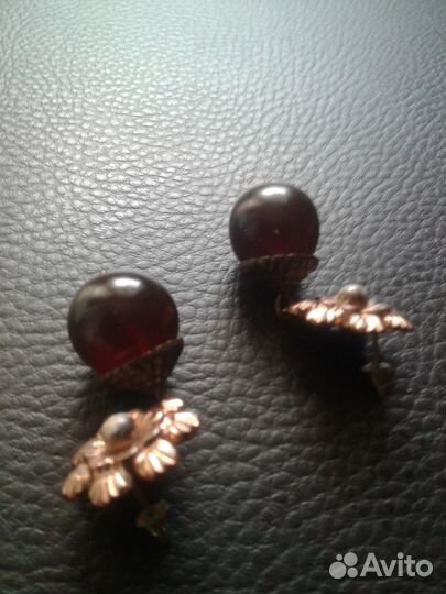 Серьги из тёмного янтаря. Редкость