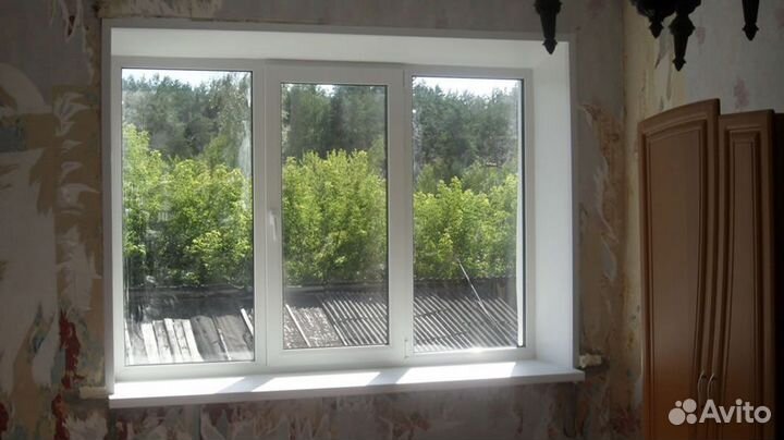 Окно трехстворчатое Rehau под ключ панельный дом