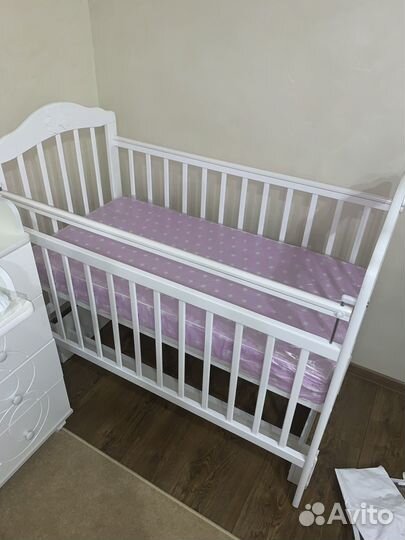 Кровать детская маятник с матрасом ортопедическим