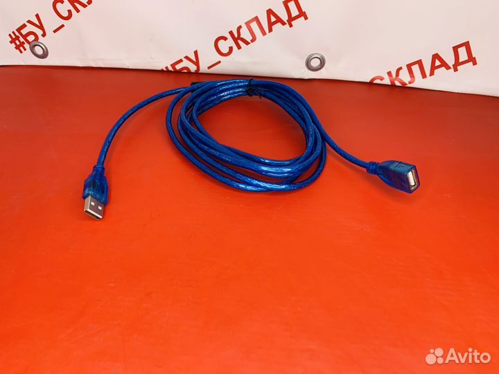 Кабель USB 2.0 (AM/AF) 3м, удлин. c фильтром,синий