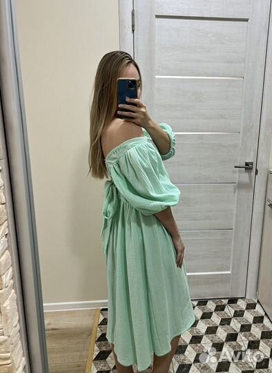 Новое муслиновое летнее платье сарафан 44