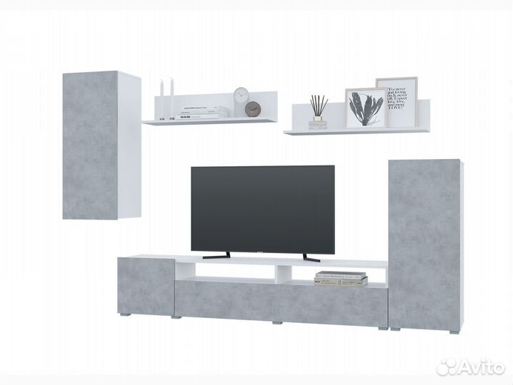 Стенка в гостиную Лира Бетон Лдсп