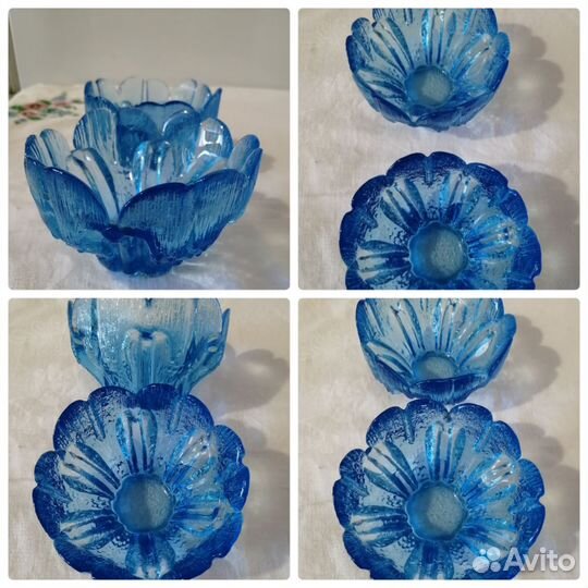 Синее, голубое стекло. Винтаж