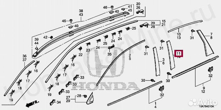 Накладка стойки задней правой двери Honda CR-V 4