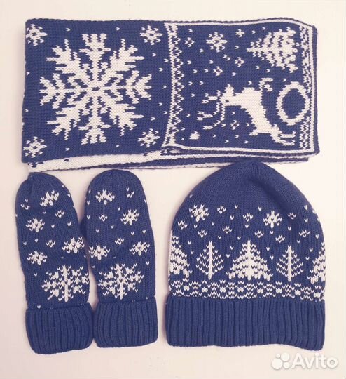 Эксклюзивный комплект шапка и шарф, варежки
