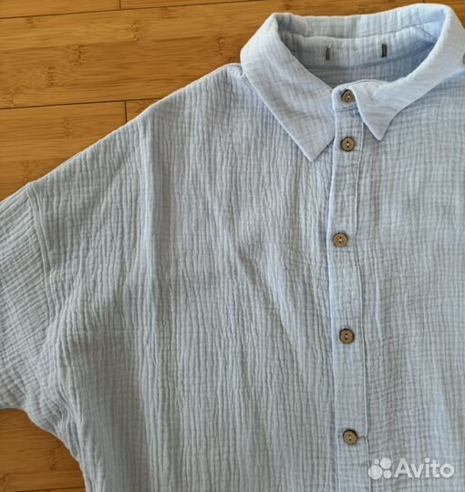 Рубашка из муслина голубая