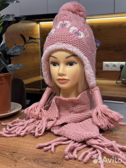 Комплект шапка и шарф для девочки