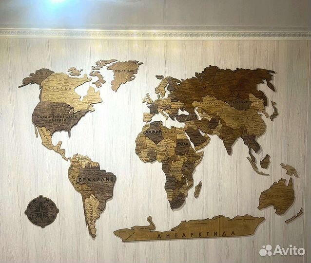 Карта мира на стену, панно